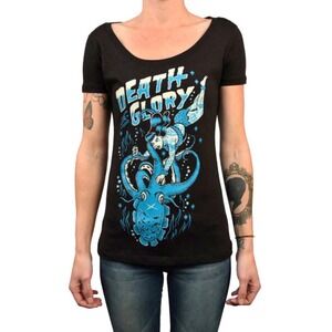 Black Market Art Death or Glory Octopus Tattoo Graphic Tee Black Large USA Made